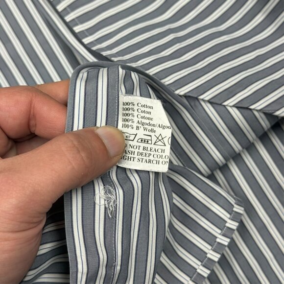 Hilditch & Key Dress Shirt French Cuffs Striped Made in Britain 43 17 XL - Picture 8 of 9